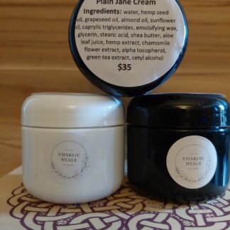 Three jars of Plain Jane Pain Cream showing the CH logo and ingredients.